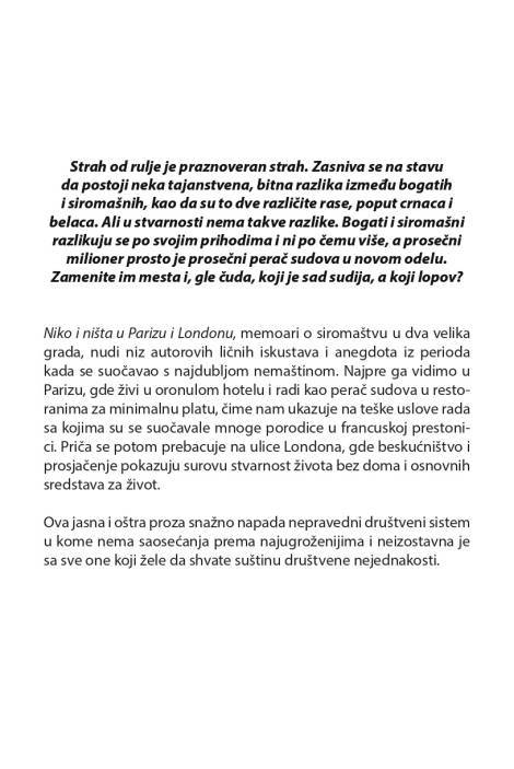 niko i ništa u londonu i parizu džordž orvel